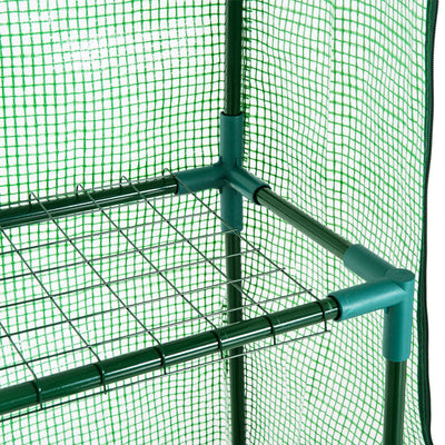 56" x 29" x 77" Walk-in Greenhouse, Garden Hot House with 3 Tier Shleves, Roll-Up Door and PE Cover, Green