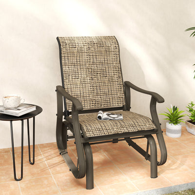 Outdoor Glider Chair Patio Glider Swing Chair with Mesh Seat, Steel Frame for Backyard, Garden, Porch