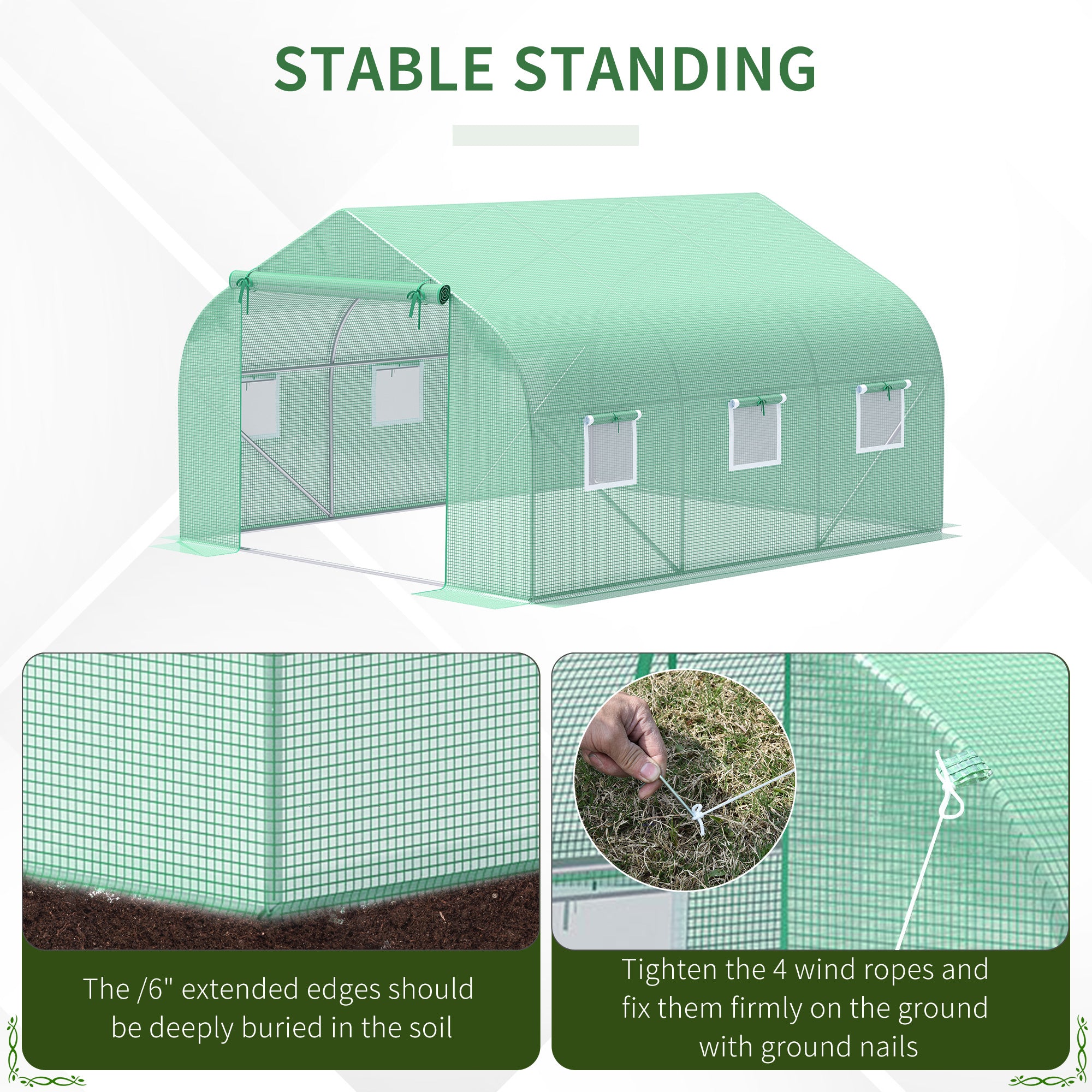 Walk In Tunnel Greenhouse, Portable Outdoor Plant House with Roll Up Doors