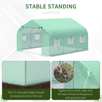 Walk In Tunnel Greenhouse, Portable Outdoor Plant House with Roll Up Doors