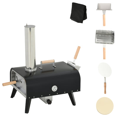 Pellet Wood Fired Pizza Oven, Outdoor Pizza Maker with 12" Rotating Stone, Peel and Waterproof Cover