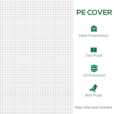19.7' x 9.8' x 6.6' Plastic Greenhouse Cover Replacement, Heavy Duty Waterproof Tarp for Hoop House, Sheeting with 12 Windows, Door & Reinforcement Grid