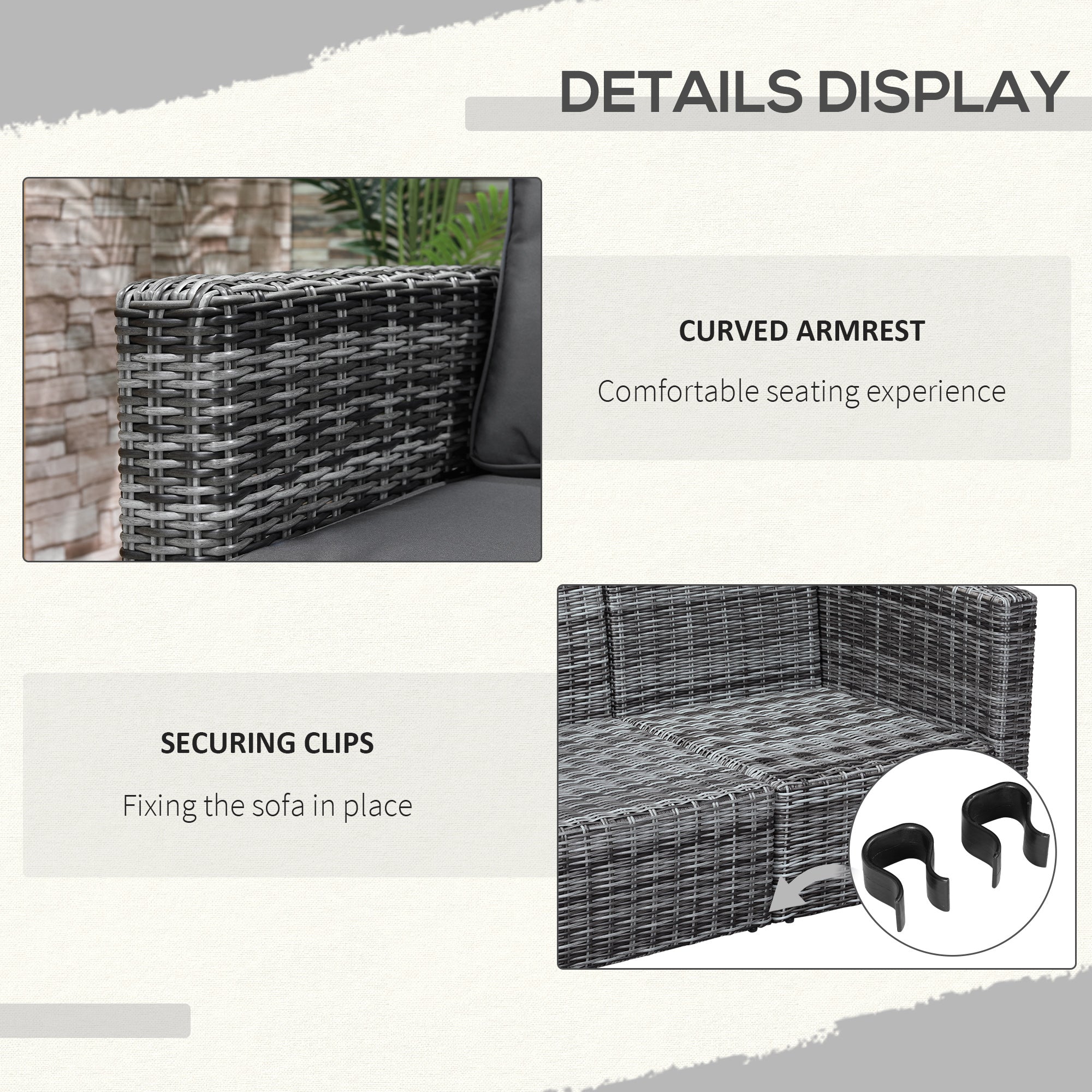 2 Piece Patio Wicker Corner Sofa Set, Outdoor PE Rattan Furniture, with Curved Armrests and Padded Cushions for Balcony, Garden, or Lawn