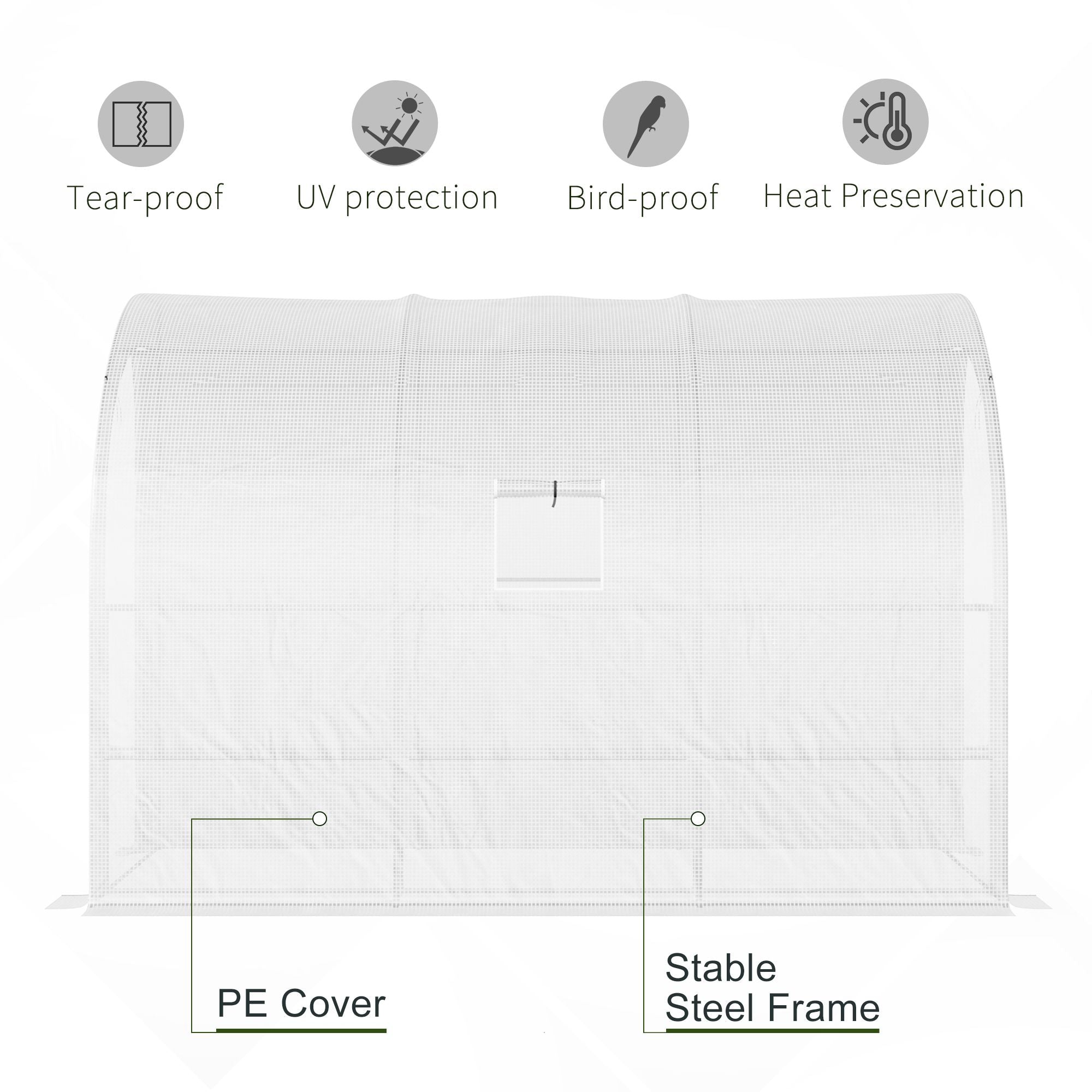 10' x 5' x 7' Outdoor Walk-In Greenhouse, Plant Nursery with Zippered Doors, PE Cover and 3 Wire Shelves