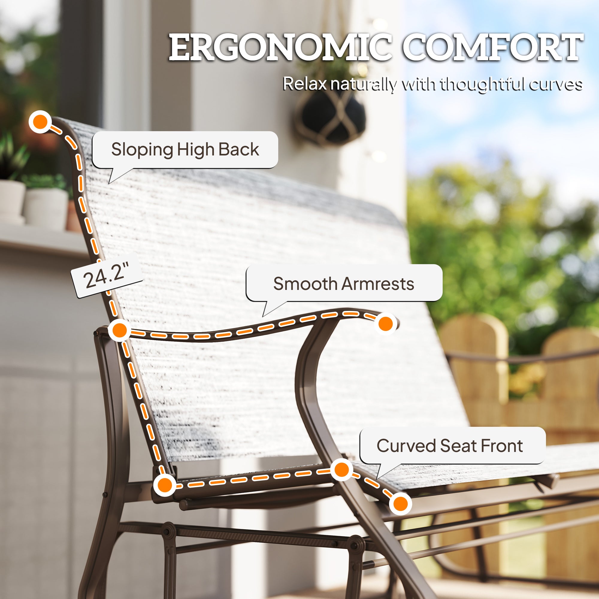 2-Person Outdoor Glider Bench, Patio Glider Loveseat Chair with Powder Coated Steel Frame, 2 Seats Porch Rocking Glider for Backyard, Lawn and Garden