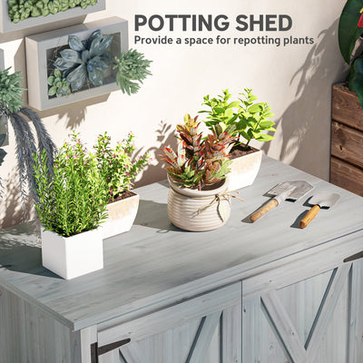 Wooden Outdoor Storage Cabinet, Garden Shed Potting Shed with Shelf and Double Doors