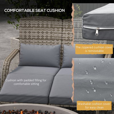 2 Person Patio Wicker Adirondack Chair, High-Back Fire Pit Chair with Cushions