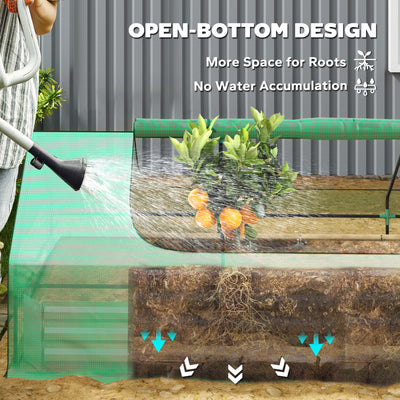 8.6 x 3 x 1ft Metal Planter Box with Mini Greenhouse, Galvanized Raised Garden Bed with Cover for Herbs and Vegetables, Small Greenhouse for Patio Garden Balcony