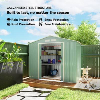 7' x 4' Outdoor Storage Shed, Garden Tool Metal Shed with Foundation Kit, Double Lockable Door, Air Vents and Sloping Roof, for Backyard, Patio, Lawn