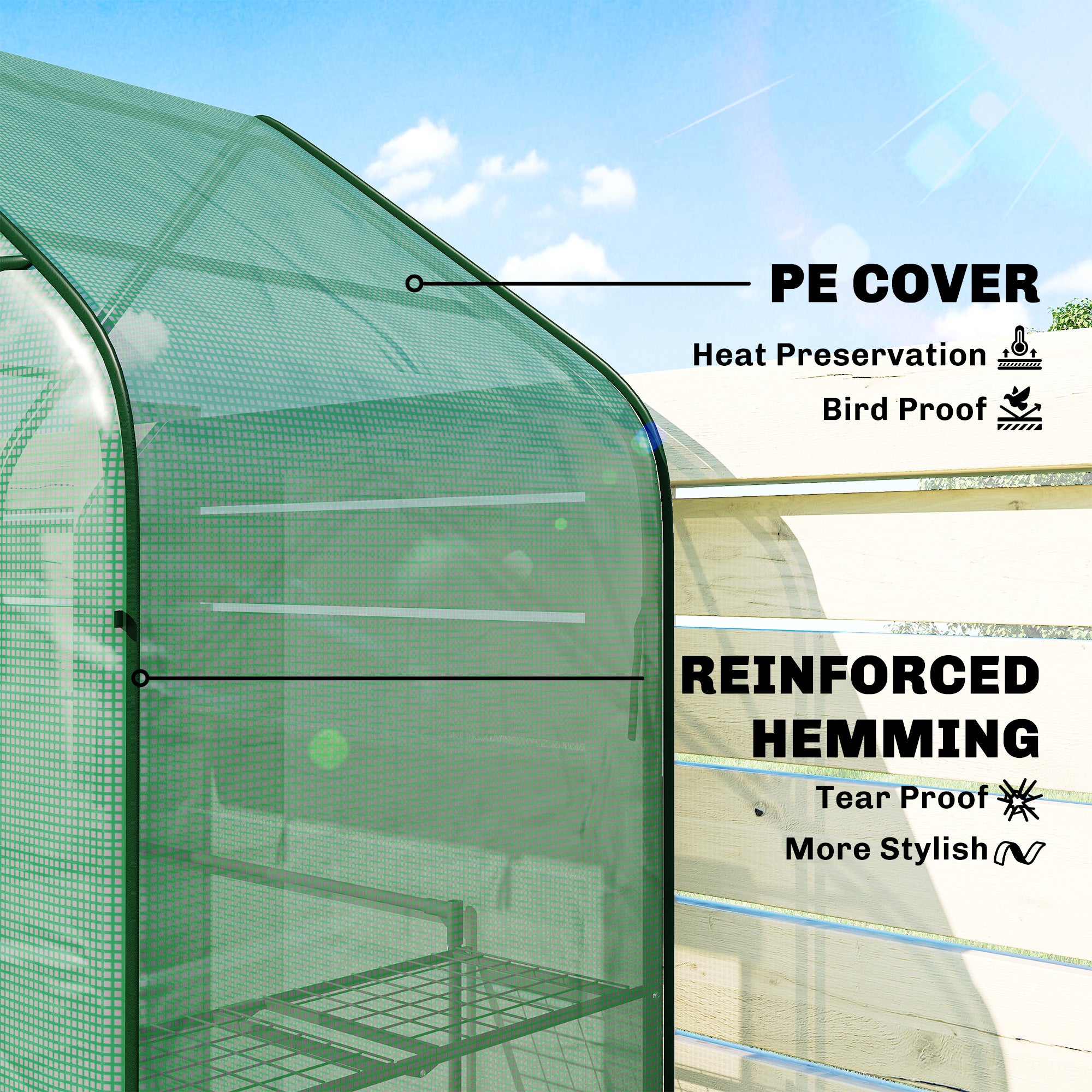 Greenhouse for Outdoors, Portable Greenhouse with 6 Shelves, UV-Resistant PE Cover, Roll-Up Door