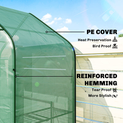 Greenhouse for Outdoors, Portable Greenhouse with 6 Shelves, UV-Resistant PE Cover, Roll-Up Door