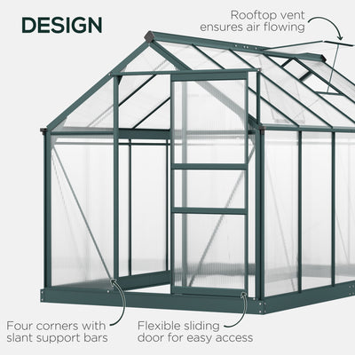 Greenhouse for Outdoors, Polycarbonate Greenhouse with Rain Gutter and Roof Vent, Aluminum Walk-in Green House for Patio Backyard Garden
