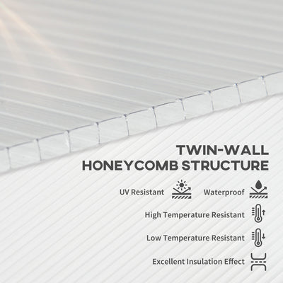 14 Pieces Twin-Wall Polycarbonate Panels Waterproof UV Protected Polycarbonate Greenhouse Panels, 4' x 2' x 0.16", Clear
