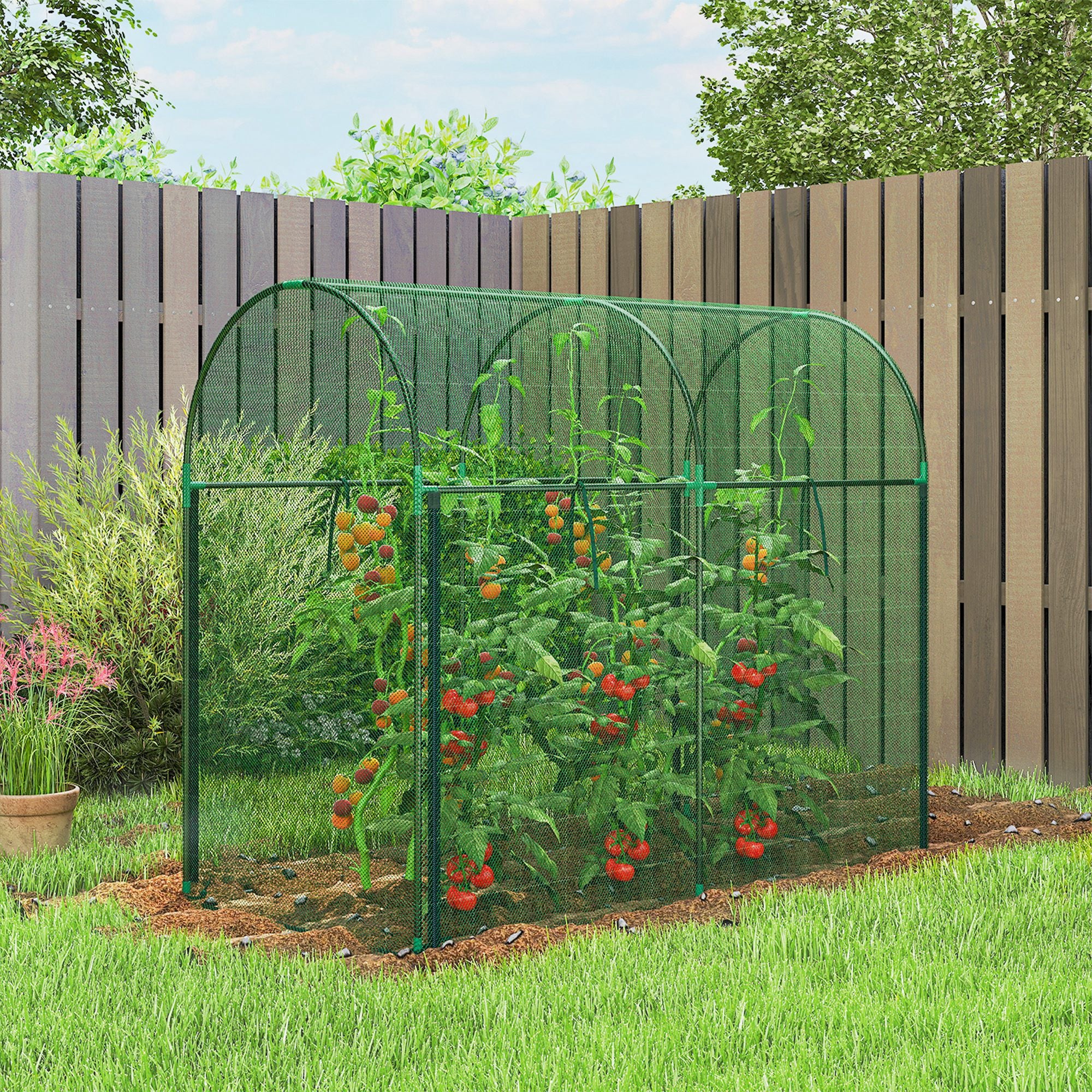 Crop Cage, 6' x 3' x 5' Large Plant Protection Tent with Zippered Door, Outdoor Garden Cage