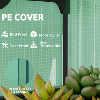 Mini Greenhouse with Screen Roof, 4 Tier Portable Small Greenhouse with High Strength PE Cover