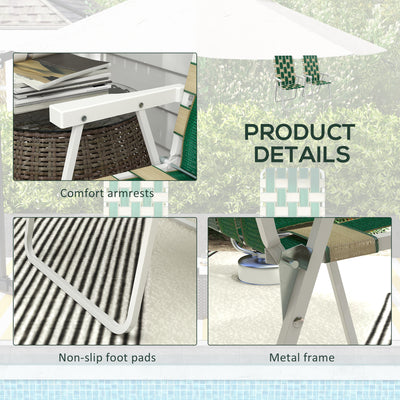 Set of 2 Patio Folding Chairs, Classic Outdoor Camping Chairs, Portable Lawn Chairs w/ Armrests