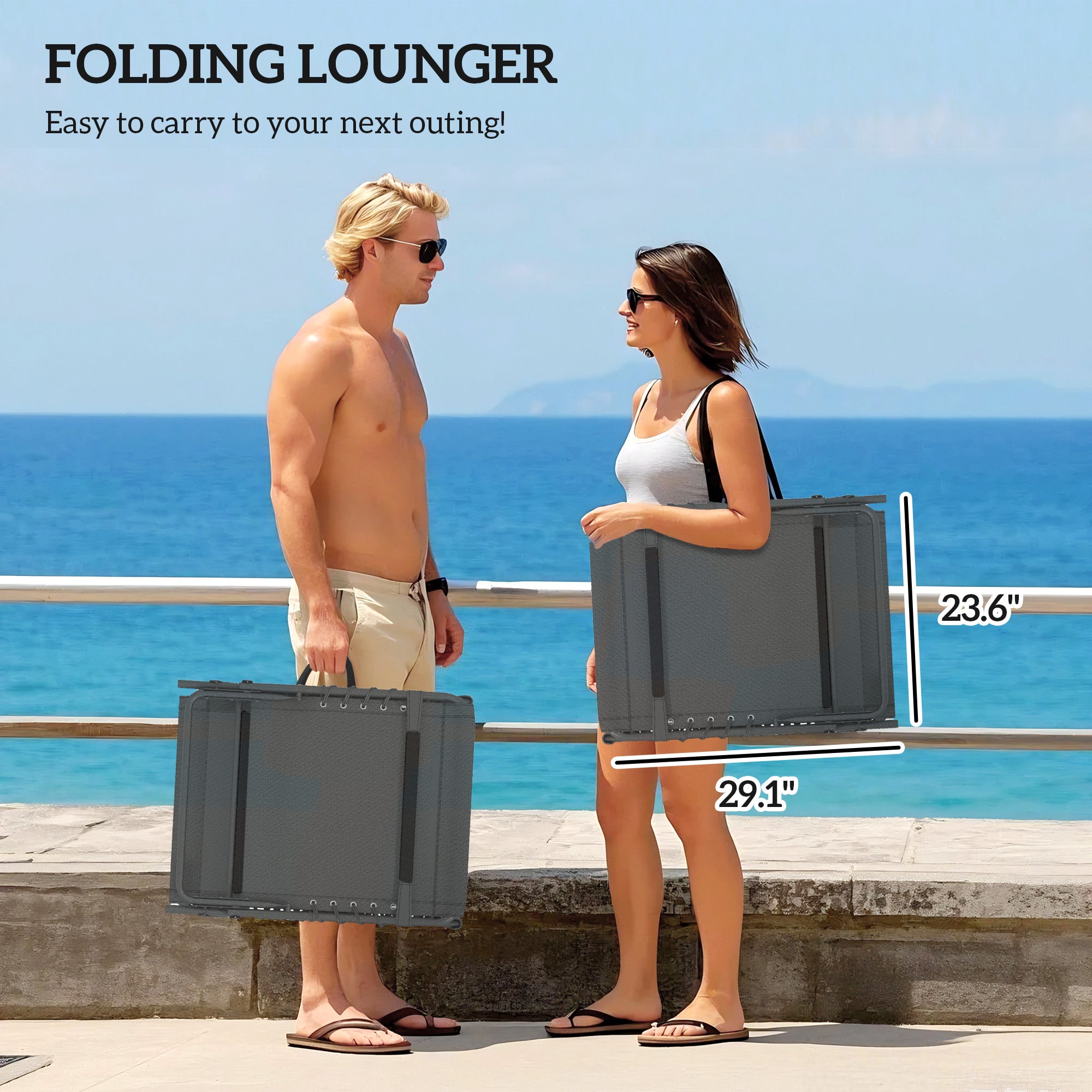 Outdoor Chaise Lounge Chair Set of 2, 5-Level Adjustable Folding Pool Lounge Chairs with Cushions