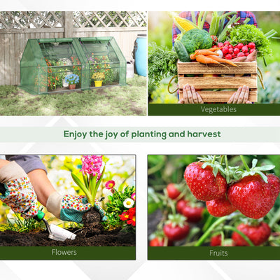6' x 3' x 3' Portable Greenhouse, Garden Hot House with Two PE/PVC Covers and 2 Roll Up Windows, Green