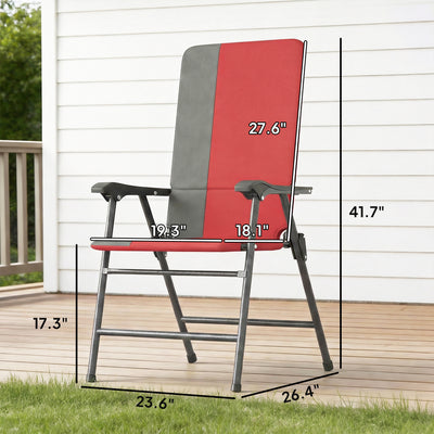 Folding Patio Chairs Set of 2, Padded High Back Lawn Camping Chairs with Armrests, 600D Oxford Fabric
