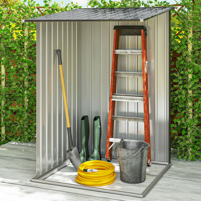 Small Metal Garden Shed, 3.3' x 3.4', Galvanized Steel, Lockable Tool Shed for Patio, Backyard, Lawn, Dark Gray