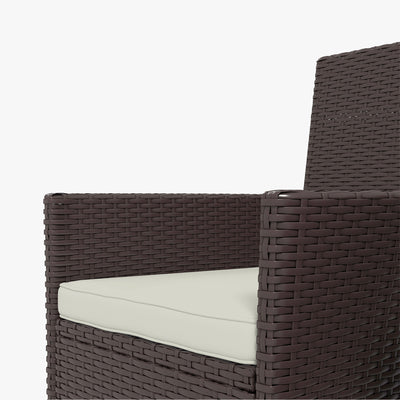 2 PCS Rattan Wicker Dining Chairs with Cushions and Anti-Slip Foot, Patio Stackable Chairs Set for Backyard, Garden, Lawn, Dark Coffee