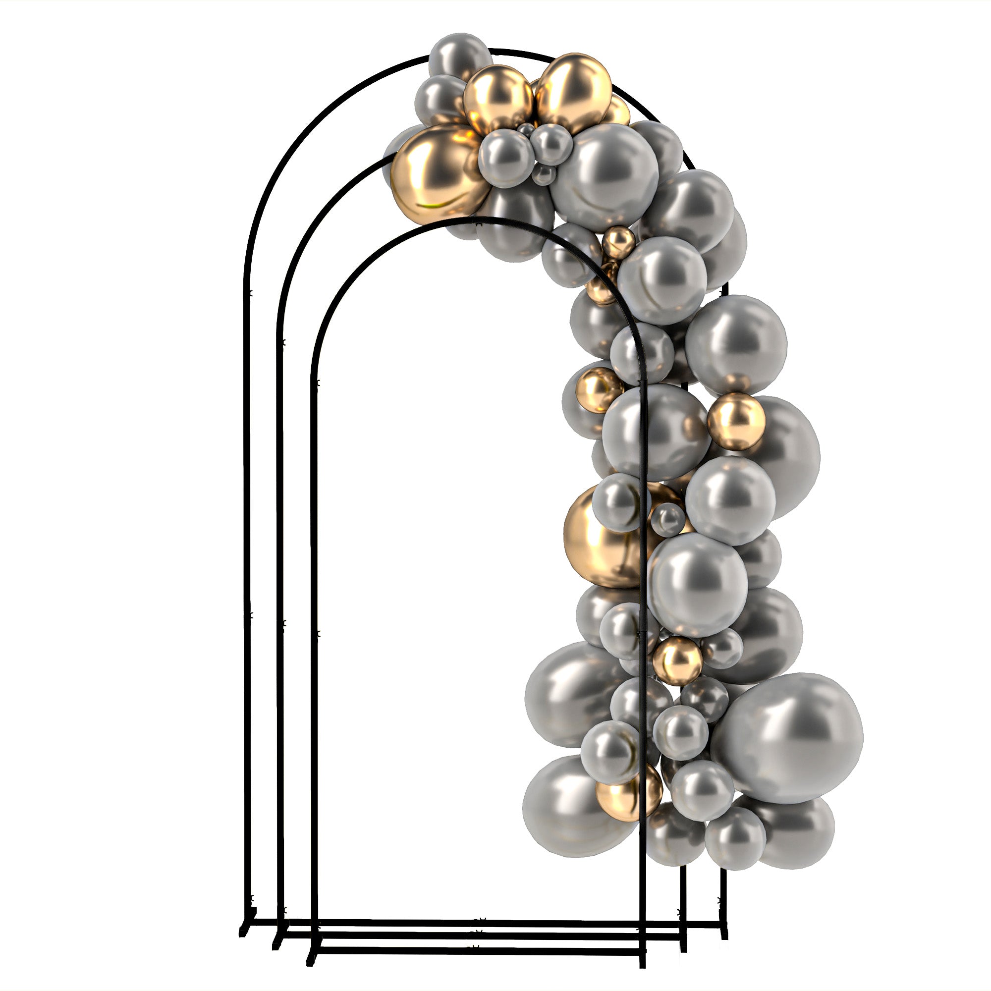 Metal Arch Backdrop Stand Set of 3, 7/6.5/6 ft Wedding Arch Frame, Balloon Backdrop Arch Stand Set for Birthday Party, Bridal Shower, Graduation, Ceremony, Banquet Decorations