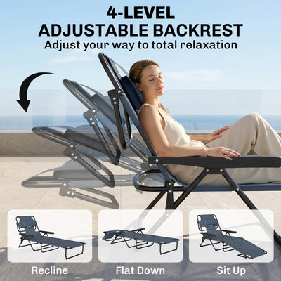 Folding Lounge Chair w/ Reclining Back