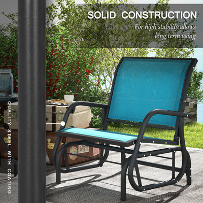 2-Piece Outdoor Glider Swing, Rocking Chair Set with Breathable Mesh Fabric, Sturdy Durable Frame, Curved Armrests, Supports Up to 264 lbs., for Backyard, Garden, Porch