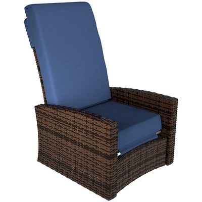 Outdoor Wicker Swivel Recliner Chair, Lifting Footrest, 360° Rotating Basic, Water-resistant Cushions, Dark