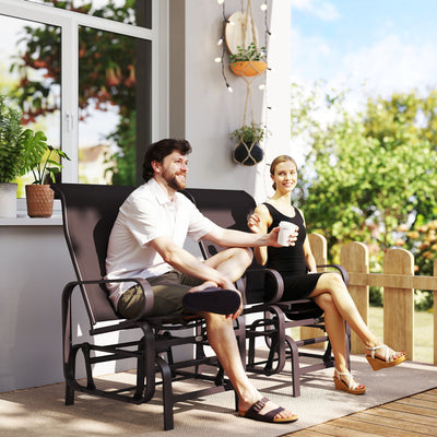 Gliding Lounger Chair Set of 2, Single Rockers with Lightweight Metal & Mesh Construction
