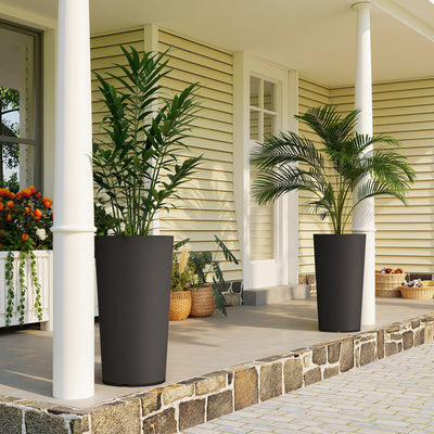 29 Inch Outdoor Planter, Set of 2 Plastic Flower Pots, Weather and UV Resistant Stackable Large Planters