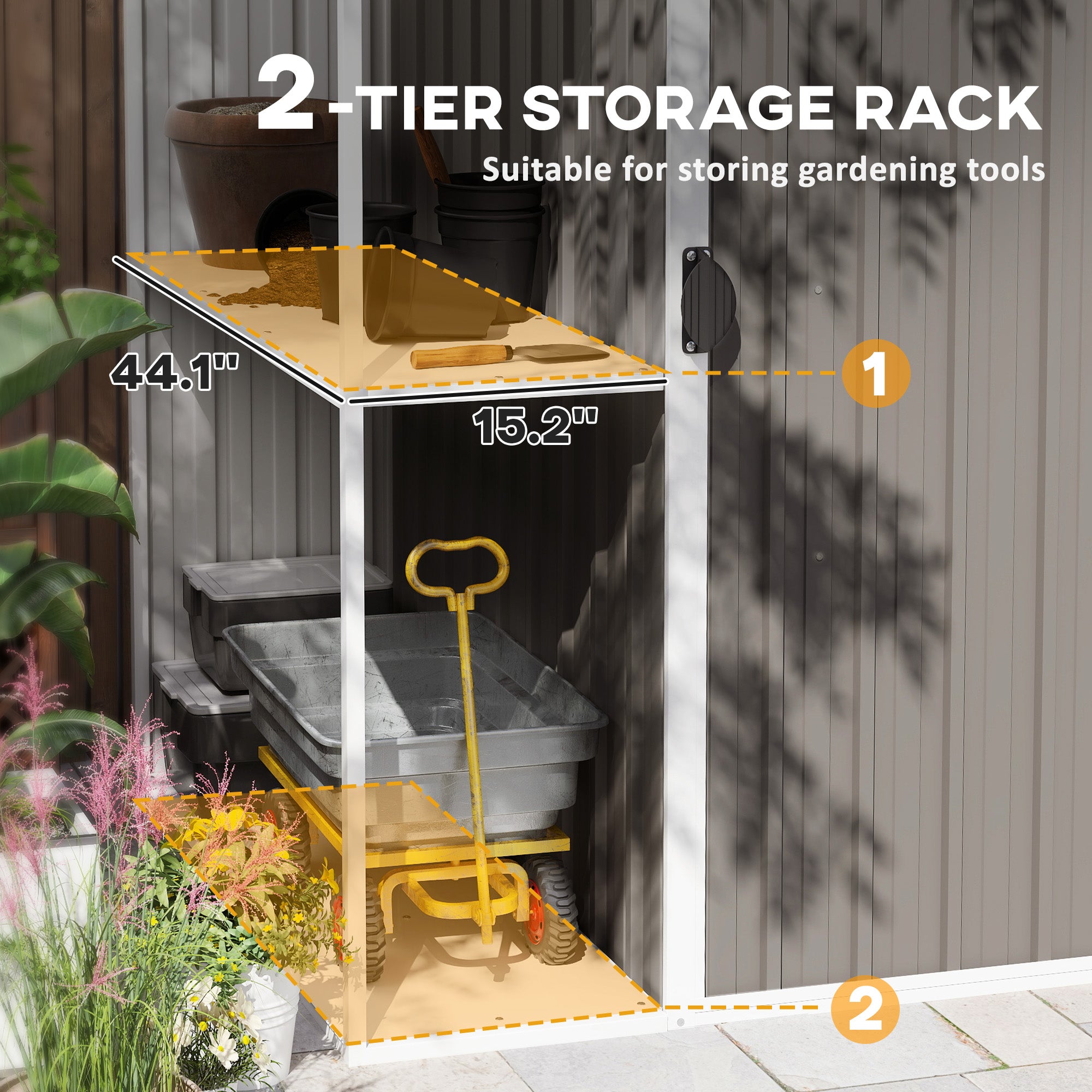 8 x 4ft Outdoor Garden Shed, Metal Shed with Air Vents and Lock for Backyard, Garden, Patio, Warm