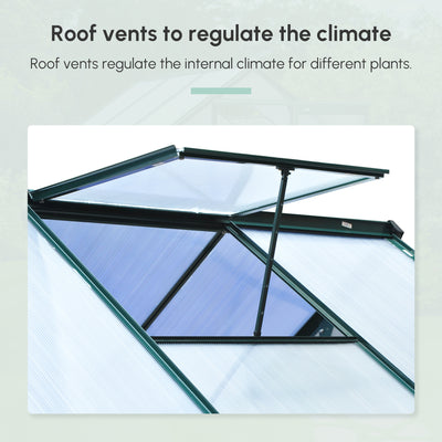 6' x 6' Greenhouse for Outdoors, Polycarbonate Greenhouse with Rain Gutter and Roof Vent, Aluminum Walk-in Green Houses for Outside for Patio Backyard Garden