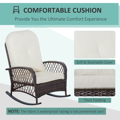 Rattan Porch Rocker w/ Plush Cushion