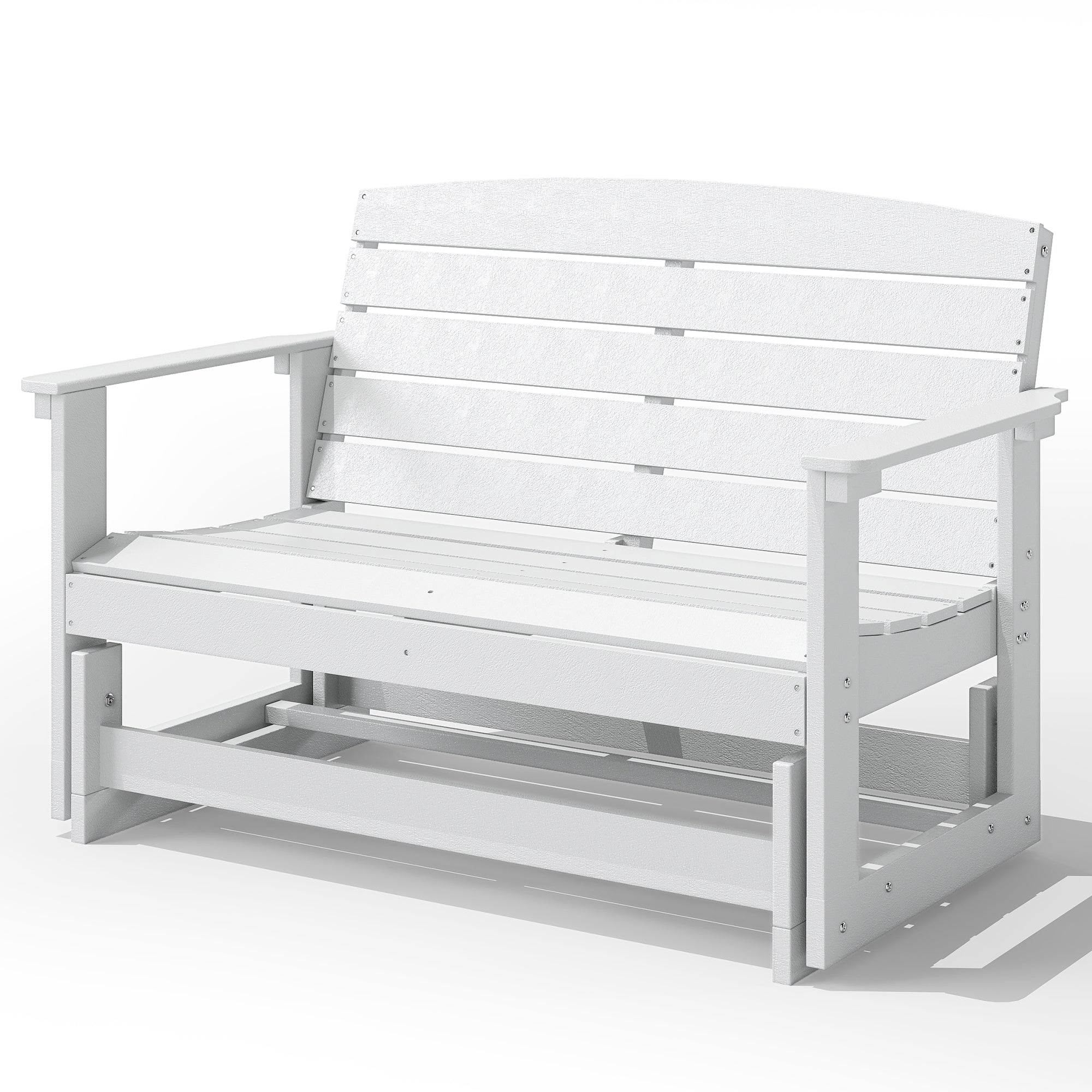 Patio Glider Bench w/ HDPE Slatted Double Rocking Chair