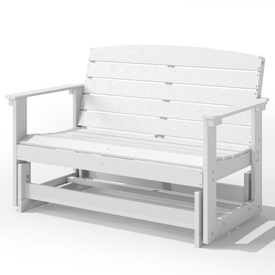Patio Glider Bench w/ HDPE Slatted Double Rocking Chair