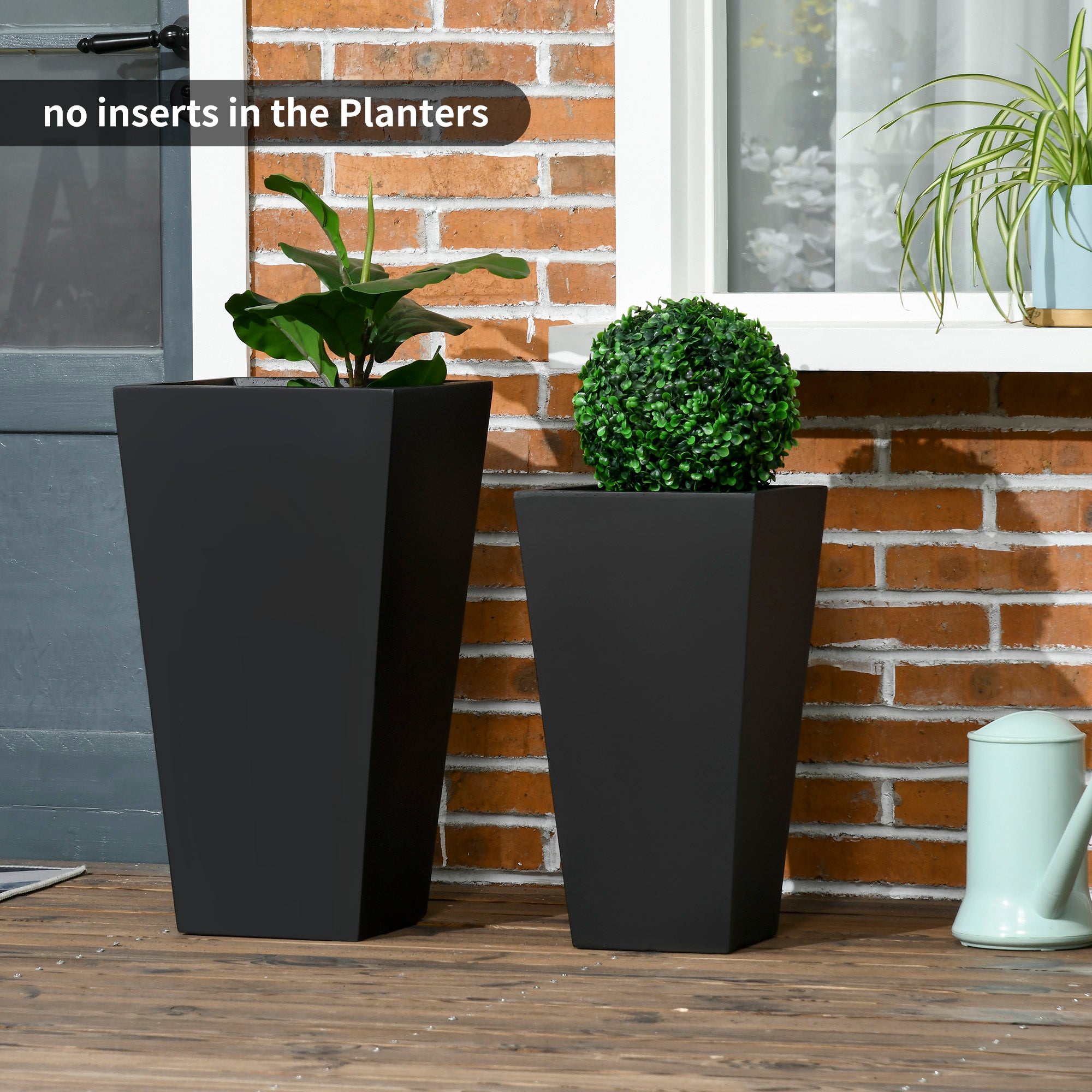 2-Pack Outdoor Planter Set, Flower Pots with Drainage Holes, Durable & Stackable Plant Pot, 22in & 18in, for Porch, Entryway, Patio, Yard, Garden