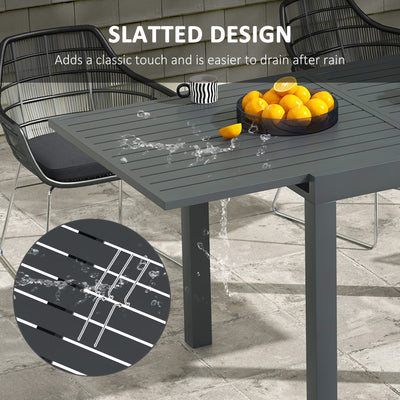 Expandable Patio Table, Outdoor Dining Table for 4-6 with Aluminum Frame for Garden, Lawn, Balcony Terrace