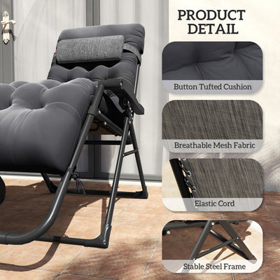Padded Zero Gravity Chair, Folding Recliner Chair with Cup Holder Cushion