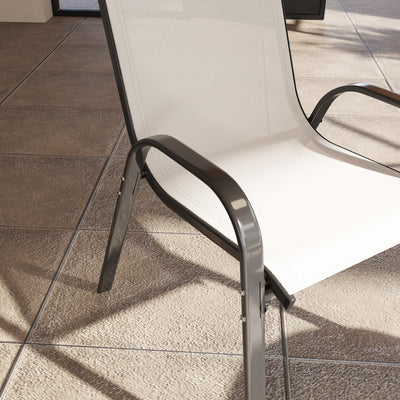 Set of 4 Outdoor Dining Chairs, Stackable Patio Chairs with High Back, Breathable Mesh Seat for Garden Lawn