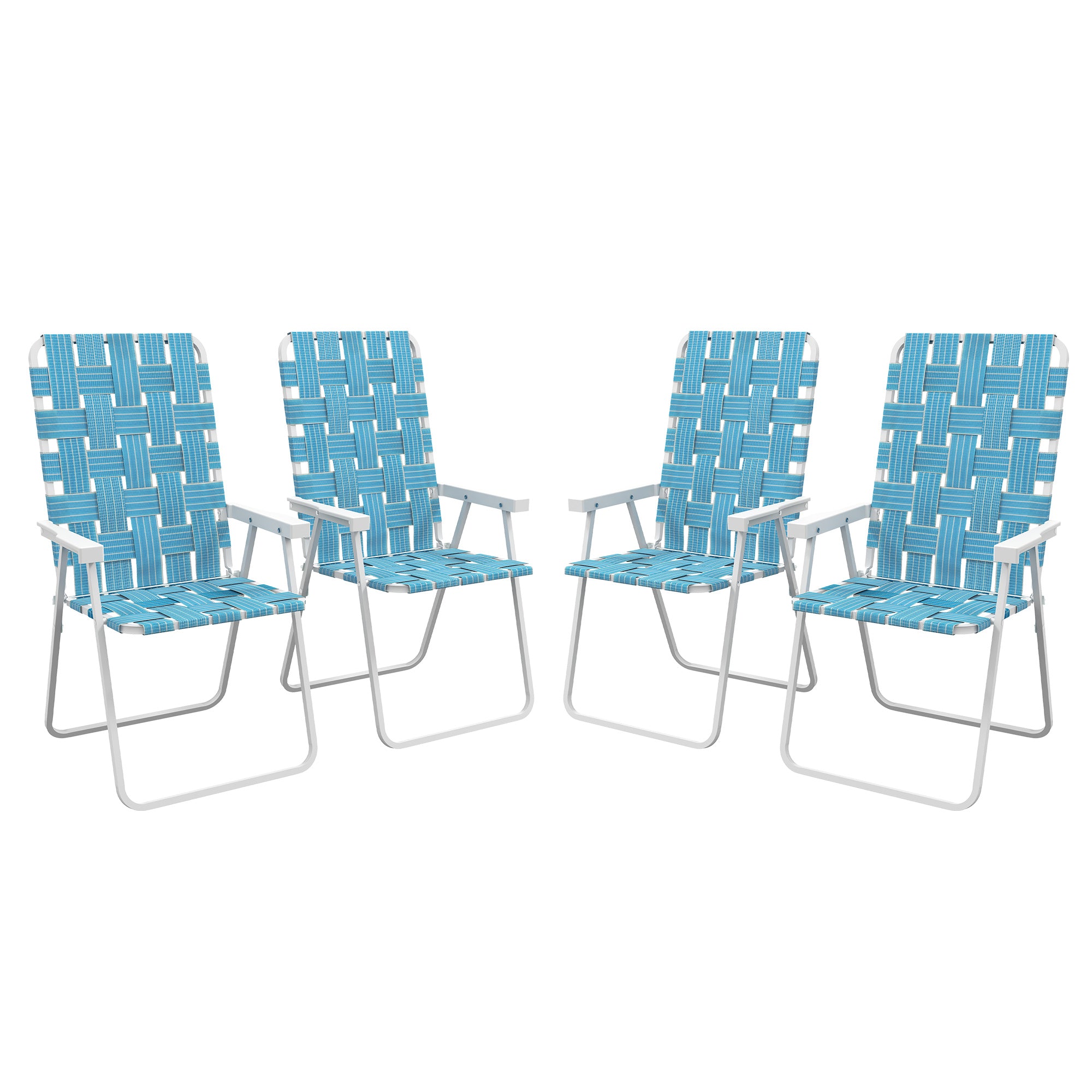 Set of 4 Patio Folding Chairs, Classic Outdoor Camping Chairs, Portable Lawn Chairs w/ Armrests
