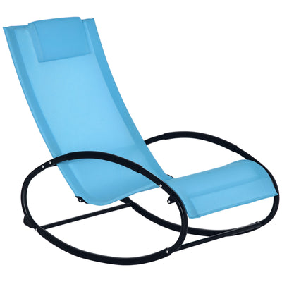 Pool Lounger, Outdoor Rocking Lounge Chair for Sunbathing, Pool, Beach, Porch with Pillow and Cool Mesh, Sun Tanning Rocker
