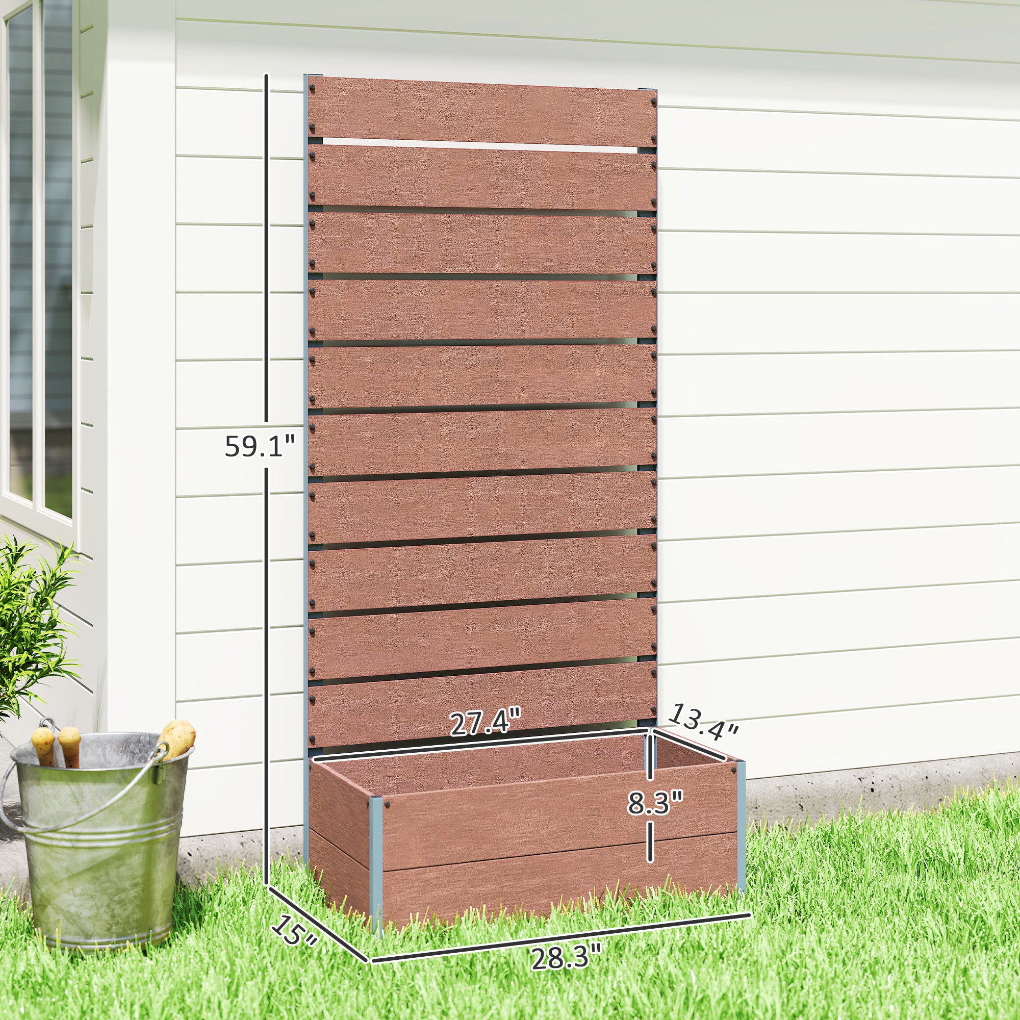 Trellis Planter for Climbing Plants, Raised Garden Bed with Trellis, Planter Box for Outdoor, 28.25" x 15" x 59"