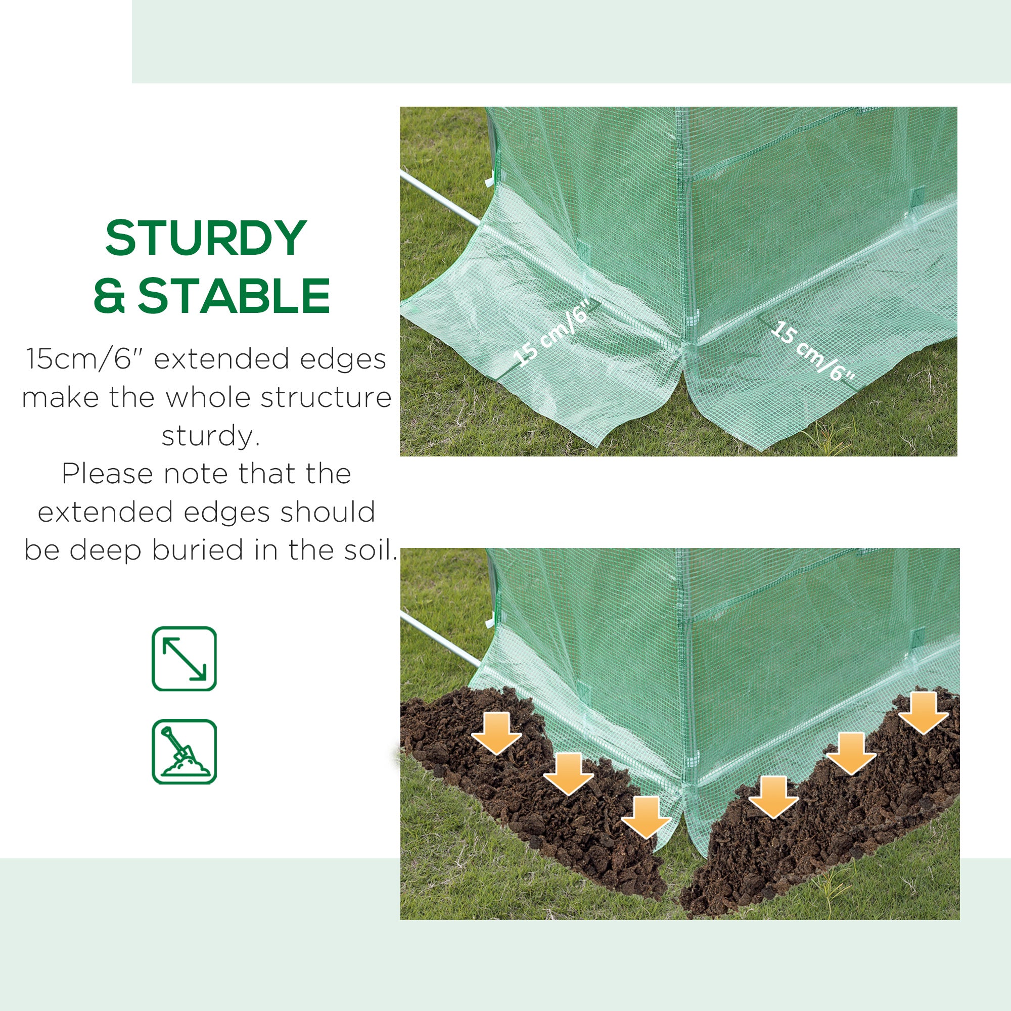 19.7' x 9.8' x 6.6' Plastic Greenhouse Cover Replacement, Heavy Duty Waterproof Tarp for Hoop House, Sheeting with 12 Windows, Door & Reinforcement Grid