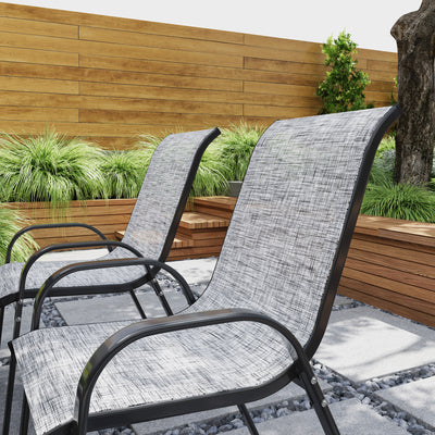Set of 4 Outdoor Dining Chairs, Stackable Patio Chairs with High Back, Breathable Mesh Seat for Garden Lawn