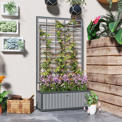 Wooden Raised Garden Bed with Trellis, Removable Pots for Backyard, Patio, Balcony, 29" x 11" x 52"