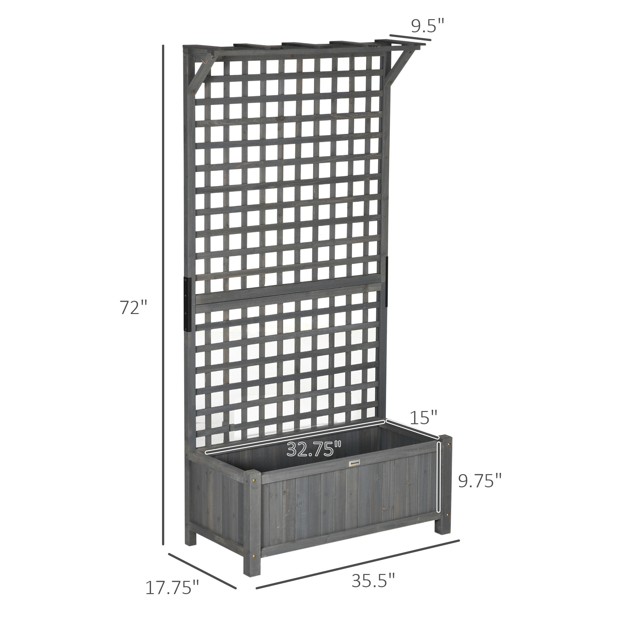 Wood Planter with Trellis for Vine Climbing, Raised Garden Bed, Privacy Screen for Backyard, Patio