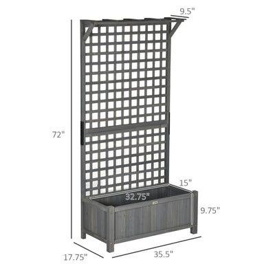 Wood Planter with Trellis for Vine Climbing, Raised Garden Bed, Privacy Screen for Backyard, Patio