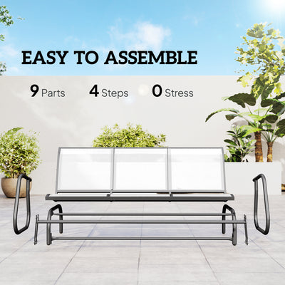 3-Person Outdoor Patio Glider Bench, Porch Glider Swing with 3 Seats, Breathable Mesh Fabric, Metal Frame