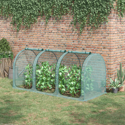 9' x 4' Crop Cage, Plant Protection Tent with Three Zippered Doors, Steel Frame, Storage Bag and 4 Ground Stakes, for Garden, Yard, Lawn